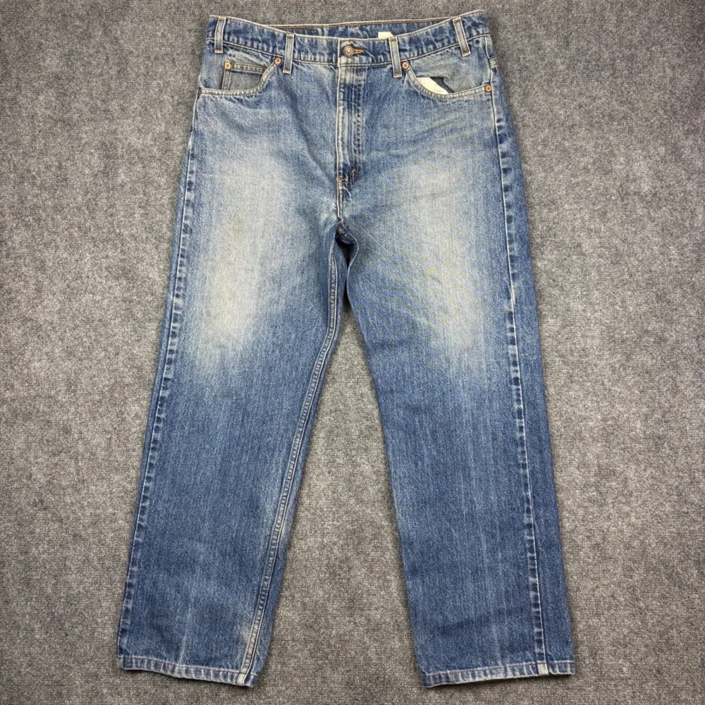 Levi's 505 Jeans Mens 38x34 Blue Orange Tab Regular Straight Leg Denim 0395